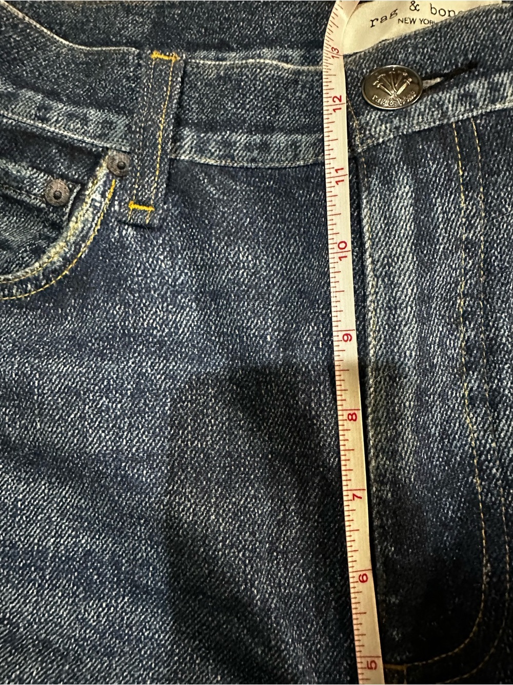 rag & bone Wide Leg Denim Jeans in Medium Blue - Picture 10 of 10